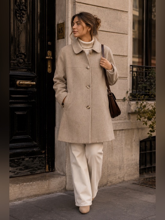 London Fog Jackets & Blazers - London Fog Women’s Wool Blend Coat Size 12 Beige Minimalist Button Front Jacket